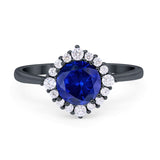 Floral Art Deco Wedding Engagement Bridal Ring Round Cubic Zirconia 925 Sterling Silver