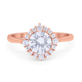 Floral Art Deco Wedding Engagement Bridal Ring Round Cubic Zirconia 925 Sterling Silver