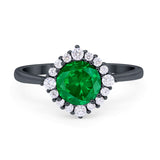 Floral Art Deco Wedding Engagement Bridal Ring Round Cubic Zirconia 925 Sterling Silver