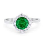 Floral Art Deco Wedding Engagement Bridal Ring Round Cubic Zirconia 925 Sterling Silver