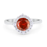 Floral Art Deco Wedding Engagement Bridal Ring Round Cubic Zirconia 925 Sterling Silver
