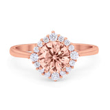 Floral Art Deco Wedding Engagement Bridal Ring Round Cubic Zirconia 925 Sterling Silver