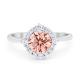 Floral Art Deco Wedding Engagement Bridal Ring Round Cubic Zirconia 925 Sterling Silver