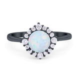 Floral Art Deco Wedding Engagement Bridal Ring Round Cubic Zirconia 925 Sterling Silver