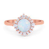Floral Art Deco Wedding Engagement Bridal Ring Round Cubic Zirconia 925 Sterling Silver
