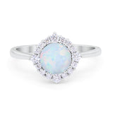 Floral Art Deco Wedding Engagement Bridal Ring Round Cubic Zirconia 925 Sterling Silver