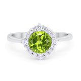 Floral Art Deco Wedding Engagement Bridal Ring Round Cubic Zirconia 925 Sterling Silver