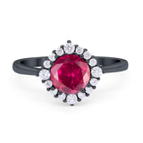 Floral Art Deco Wedding Engagement Bridal Ring Round Cubic Zirconia 925 Sterling Silver