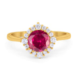 Floral Art Deco Wedding Engagement Bridal Ring Round Cubic Zirconia 925 Sterling Silver
