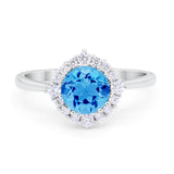 Floral Art Deco Wedding Engagement Bridal Ring Round Cubic Zirconia 925 Sterling Silver