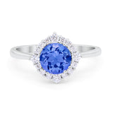 Floral Art Deco Wedding Engagement Bridal Ring Round Cubic Zirconia 925 Sterling Silver