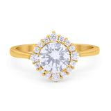 Floral Art Deco Wedding Engagement Bridal Ring Round Cubic Zirconia 925 Sterling Silver