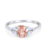 Oval Art Deco Wedding Engagement Ring Marquise Cubic Zirconia 925 Sterling Silver