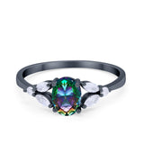 Oval Art Deco Wedding Engagement Ring Marquise Cubic Zirconia 925 Sterling Silver