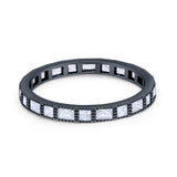 Stacking Stackable Wedding Band Art Deco Round Cubic Zirconia 925 Sterling Silver