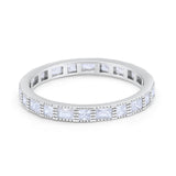 Stacking Stackable Wedding Band Art Deco Round Cubic Zirconia 925 Sterling Silver