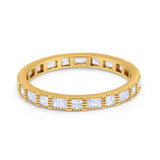 Stacking Stackable Wedding Band Art Deco Round Cubic Zirconia 925 Sterling Silver