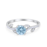 Floral Art Deco Wedding Engagement Bridal Ring Round Cubic Zirconia 925 Sterling Silver