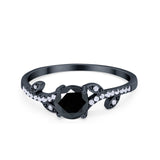 Floral Art Deco Wedding Engagement Bridal Ring Round Cubic Zirconia 925 Sterling Silver