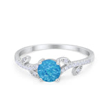 Floral Art Deco Wedding Engagement Bridal Ring Round Cubic Zirconia 925 Sterling Silver