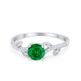 Floral Art Deco Wedding Engagement Bridal Ring Round Cubic Zirconia 925 Sterling Silver