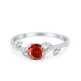 Floral Art Deco Wedding Engagement Bridal Ring Round Cubic Zirconia 925 Sterling Silver