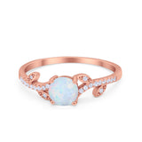 Floral Art Deco Wedding Engagement Bridal Ring Round Cubic Zirconia 925 Sterling Silver