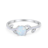 Floral Art Deco Wedding Engagement Bridal Ring Round Cubic Zirconia 925 Sterling Silver