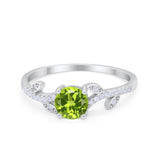 Floral Art Deco Wedding Engagement Bridal Ring Round Cubic Zirconia 925 Sterling Silver