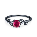 Floral Art Deco Wedding Engagement Bridal Ring Round Cubic Zirconia 925 Sterling Silver
