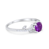 Floral Art Deco Wedding Engagement Bridal Ring Round Cubic Zirconia 925 Sterling Silver