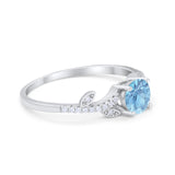 Floral Art Deco Wedding Engagement Bridal Ring Round Cubic Zirconia 925 Sterling Silver