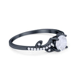 Floral Art Deco Wedding Engagement Bridal Ring Round Cubic Zirconia 925 Sterling Silver
