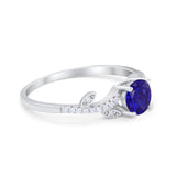 Floral Art Deco Wedding Engagement Bridal Ring Round Cubic Zirconia 925 Sterling Silver