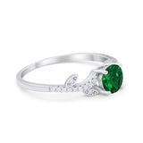 Floral Art Deco Wedding Engagement Bridal Ring Round Cubic Zirconia 925 Sterling Silver