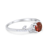 Floral Art Deco Wedding Engagement Bridal Ring Round Cubic Zirconia 925 Sterling Silver