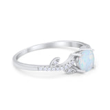 Floral Art Deco Wedding Engagement Bridal Ring Round Cubic Zirconia 925 Sterling Silver