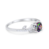 Floral Art Deco Wedding Engagement Bridal Ring Round Cubic Zirconia 925 Sterling Silver
