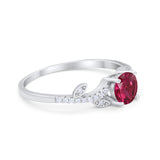 Floral Art Deco Wedding Engagement Bridal Ring Round Cubic Zirconia 925 Sterling Silver