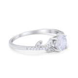 Floral Art Deco Wedding Engagement Bridal Ring Round Cubic Zirconia 925 Sterling Silver