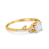 Floral Art Deco Wedding Engagement Bridal Ring Round Cubic Zirconia 925 Sterling Silver