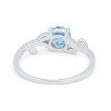 Floral Art Deco Wedding Engagement Bridal Ring Round Cubic Zirconia 925 Sterling Silver