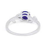 Floral Art Deco Wedding Engagement Bridal Ring Round Cubic Zirconia 925 Sterling Silver
