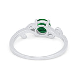 Floral Art Deco Wedding Engagement Bridal Ring Round Cubic Zirconia 925 Sterling Silver