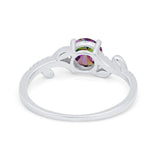 Floral Art Deco Wedding Engagement Bridal Ring Round Cubic Zirconia 925 Sterling Silver