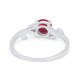 Floral Art Deco Wedding Engagement Bridal Ring Round Cubic Zirconia 925 Sterling Silver