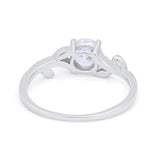 Floral Art Deco Wedding Engagement Bridal Ring Round Cubic Zirconia 925 Sterling Silver