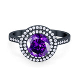 Halo Vintage Style Wedding Engagement Ring Round Cubic Zirconia 925 Sterling Silver