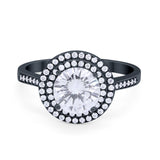 Halo Vintage Style Wedding Engagement Ring Round Cubic Zirconia 925 Sterling Silver