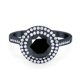 Halo Vintage Style Wedding Engagement Ring Round Cubic Zirconia 925 Sterling Silver